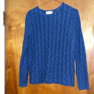Blue cable knit sweater